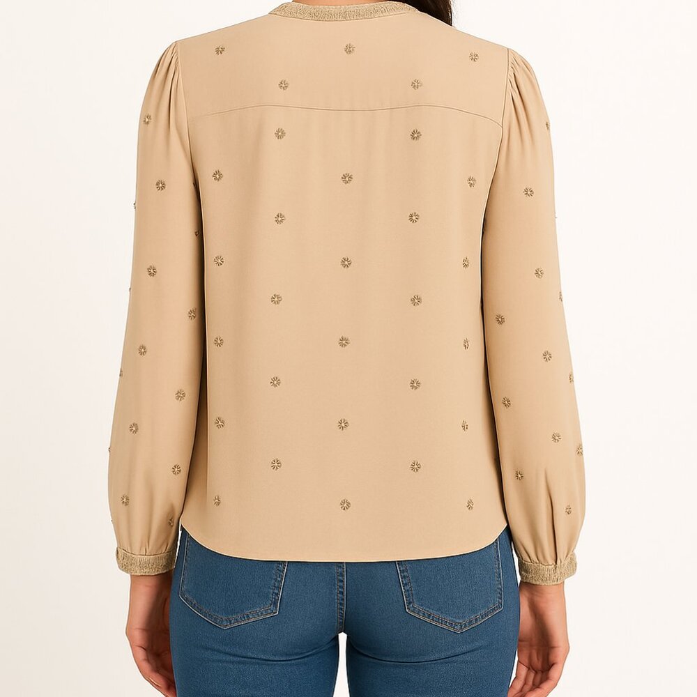 Chico's Beige Metallic Studded Blouse - Picture 2 of 10